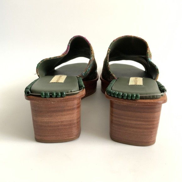 Naked Feet Mules Square-toe Fabric Platform Wedge - Picture 9 of 13